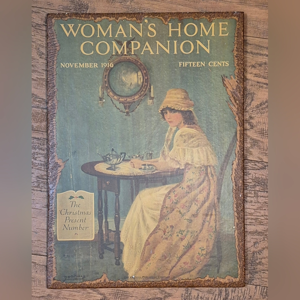 Womans Home Companion Magazine Wooden Plaque Wall Hanging Home Decor Christmas